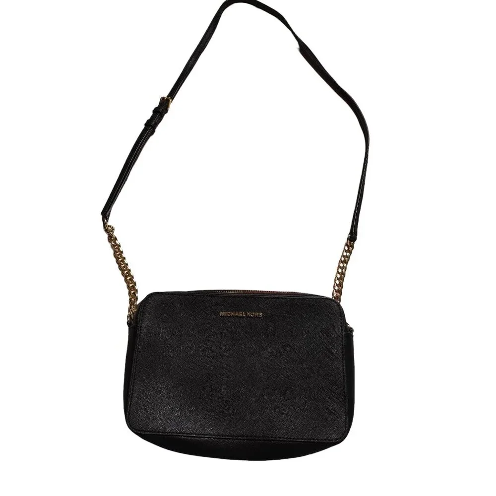 Michael Kors Black Crossbody with Gold Hardware Like New Condition